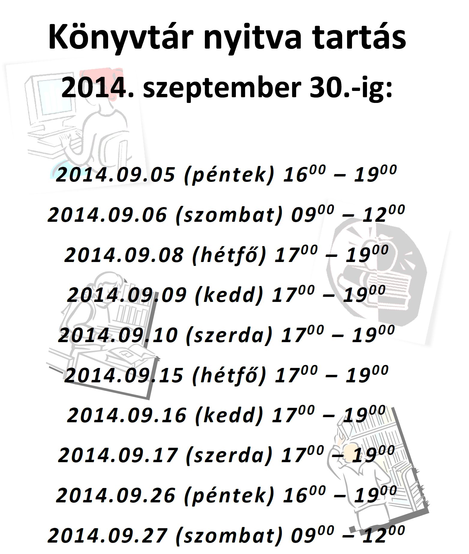 szeptember nyitvatartás