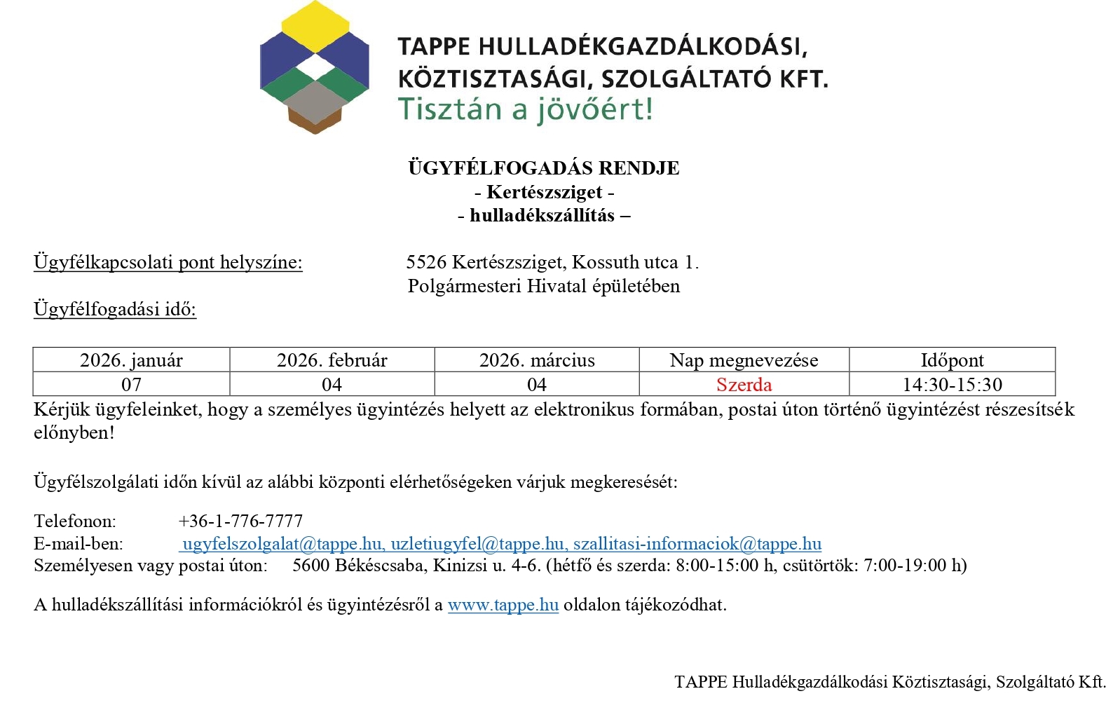 Kertészsziget 2026. I. negyedév ügyfél.fog.rendje page 0001