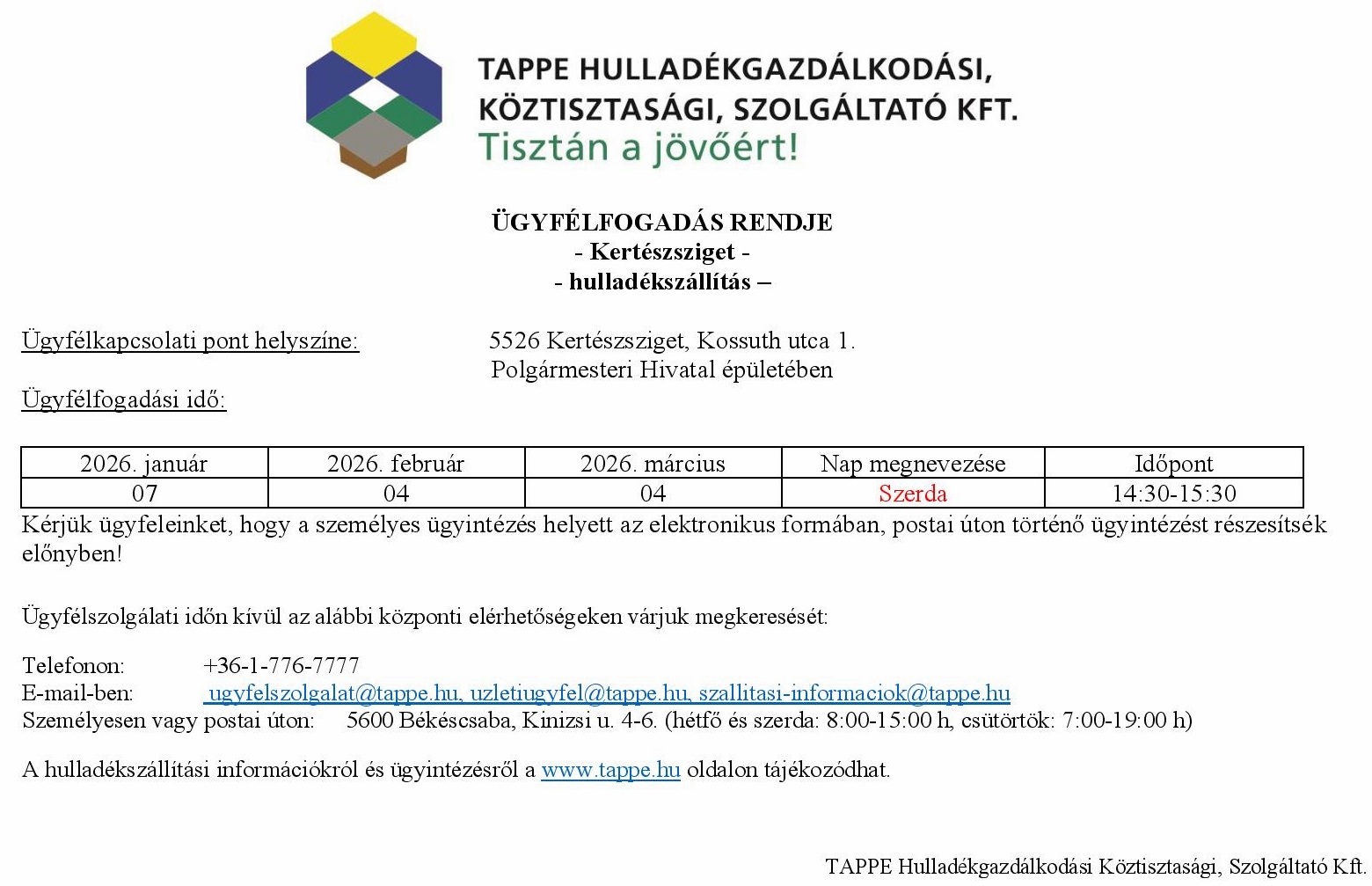 Kertészsziget 2026. I. negyedév ügyfél.fog.rendje page 001