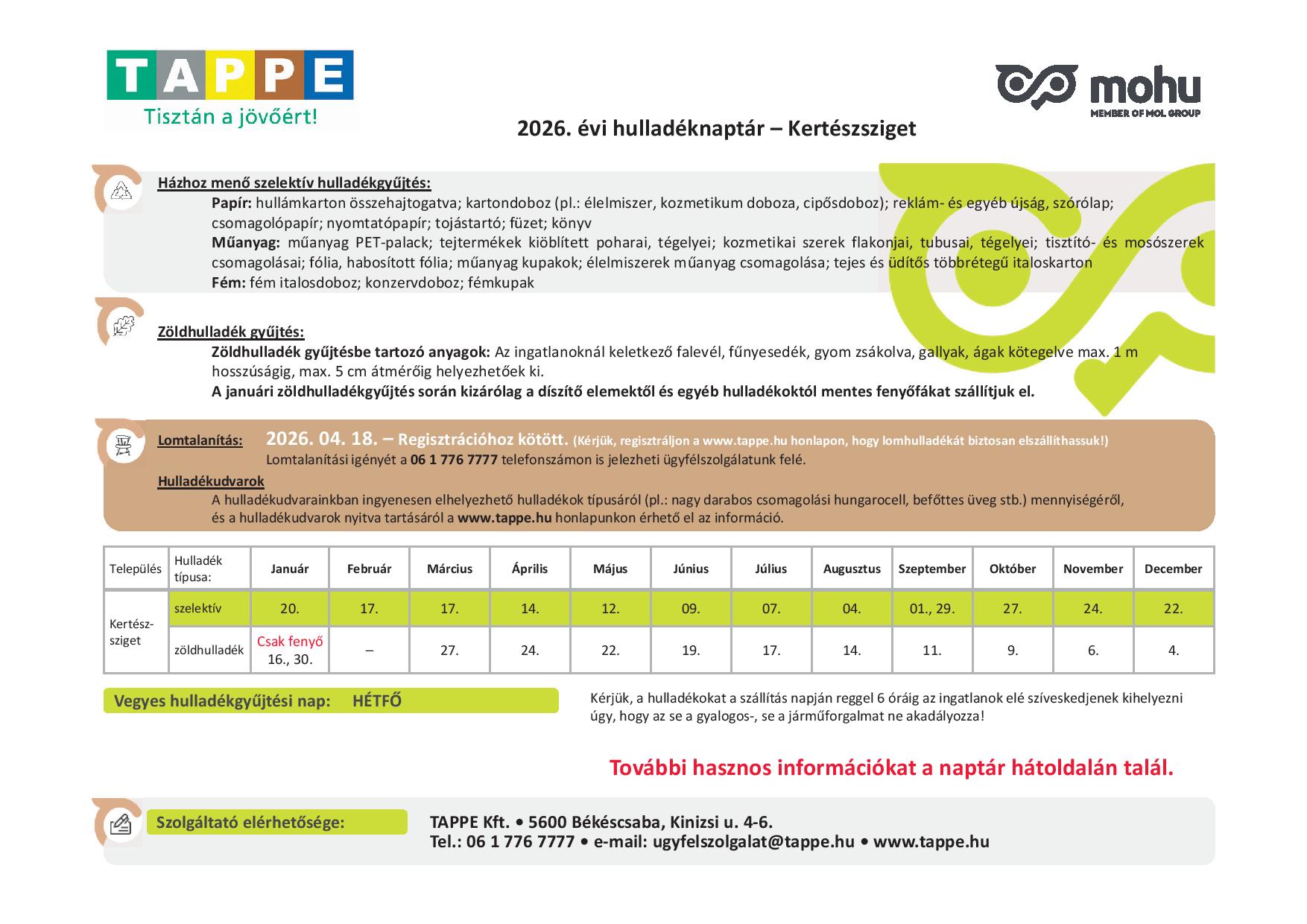 Kertészsziget Hulladéknaptár 2026 jav O2 page 001
